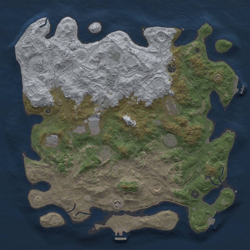 Rust Map: Procedural Map, Size: 4500, Seed: 1417225867, 17 Monuments