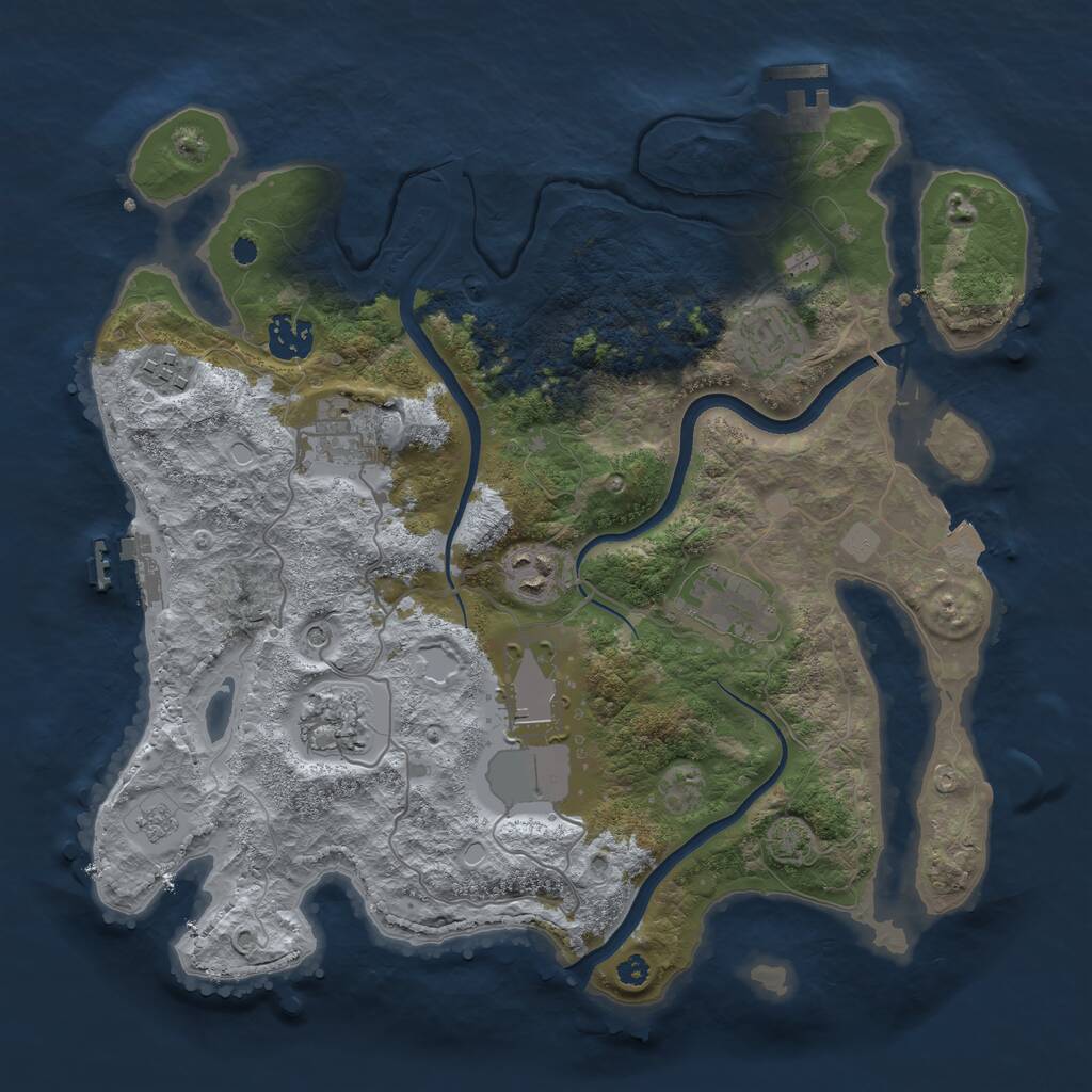 Rust Map: Procedural Map, Size: 3500, Seed: 1503346590, 14 Monuments