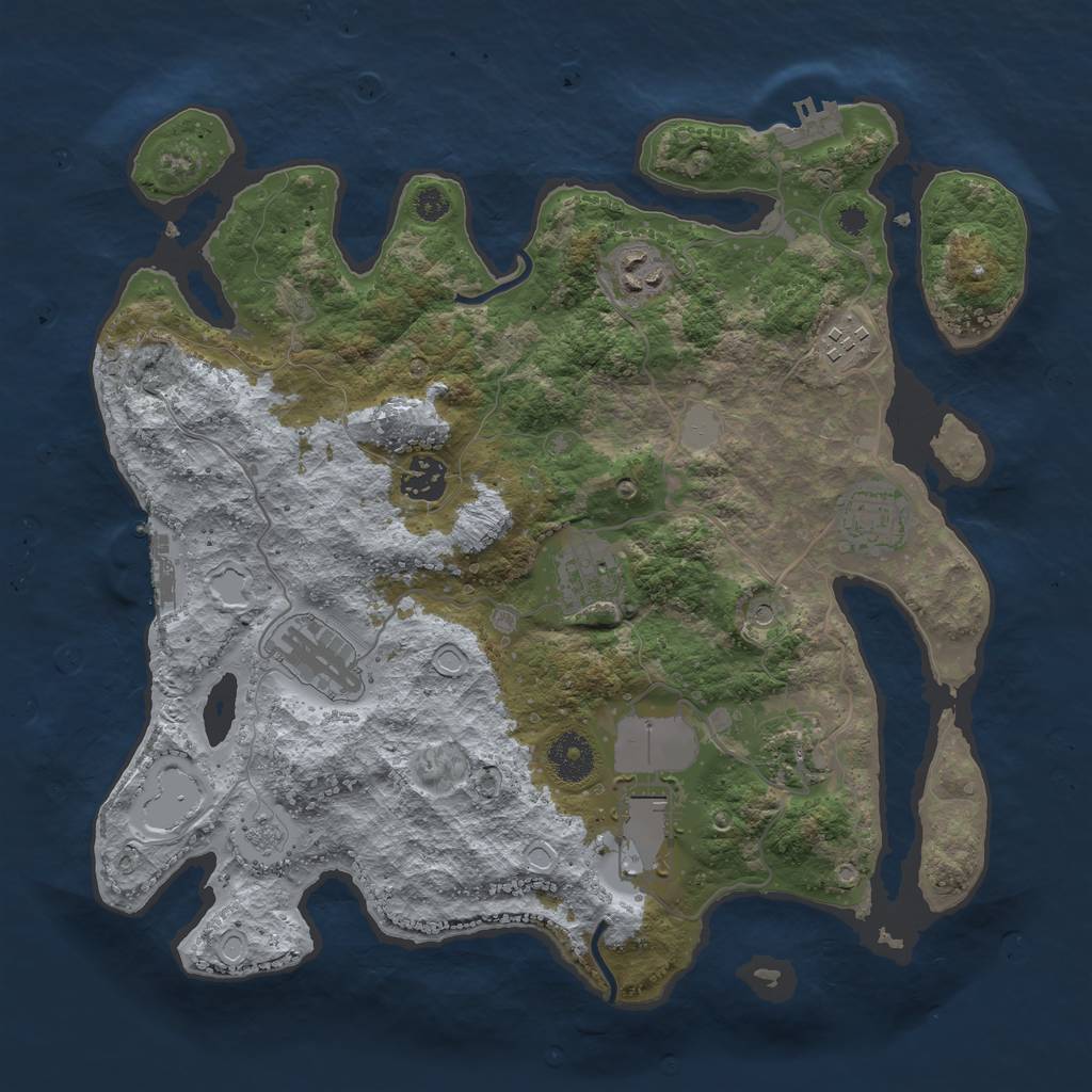 Rust Map: Procedural Map, Size: 3500, Seed: 1503346590, 17 Monuments