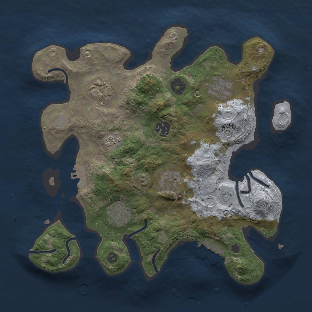 Rust Map: Procedural Map, Size: 3000, Seed: 3319, 15 Monuments