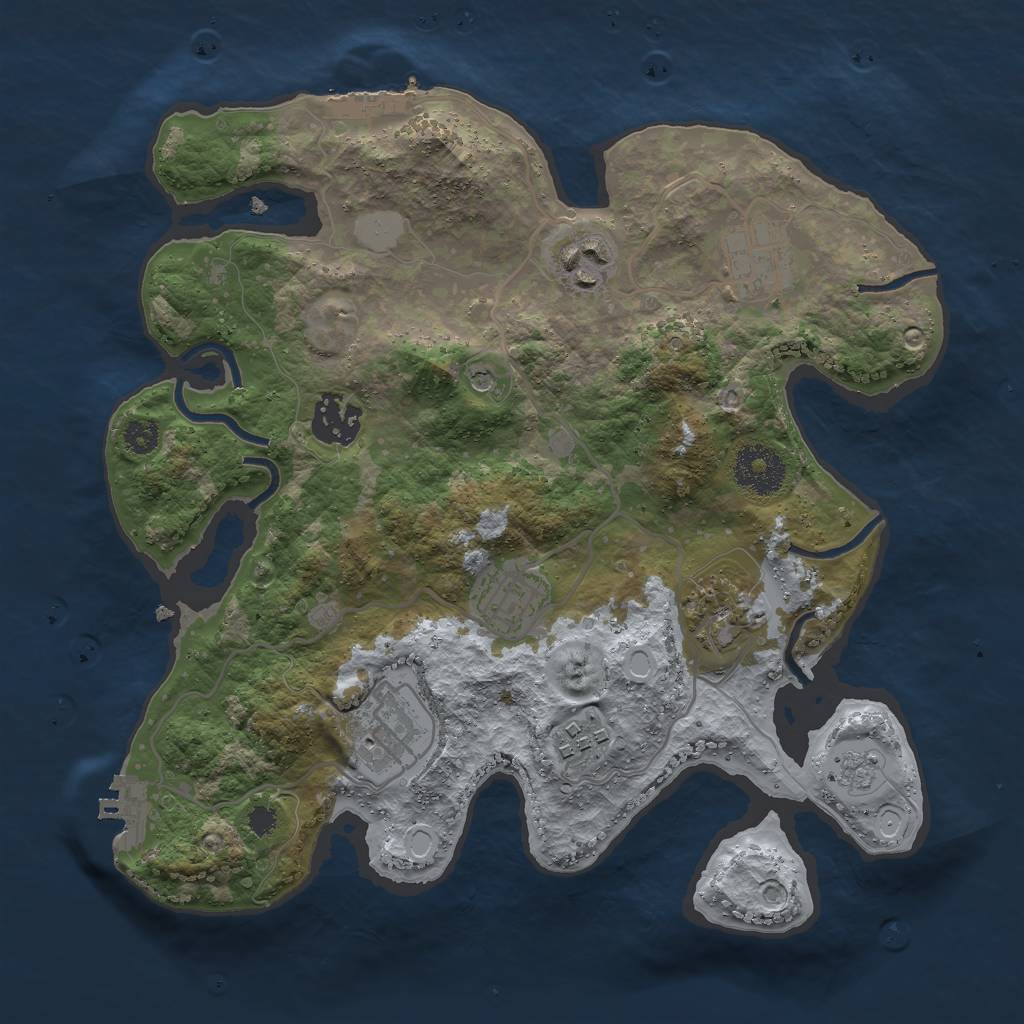 Rust Map: Procedural Map, Size: 3000, Seed: 1165116061, 16 Monuments