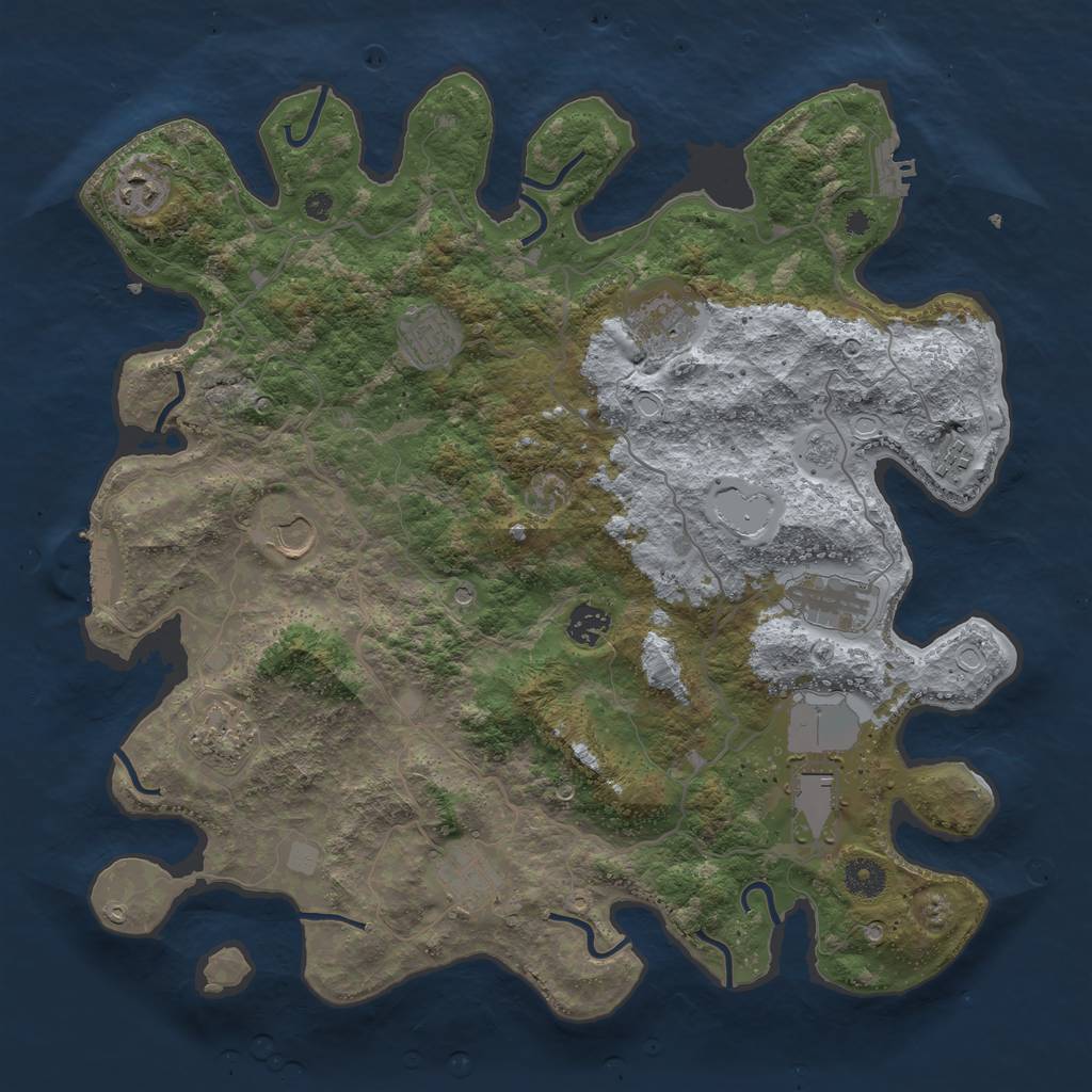 Rust Map: Procedural Map, Size: 4000, Seed: 155320978, 19 Monuments