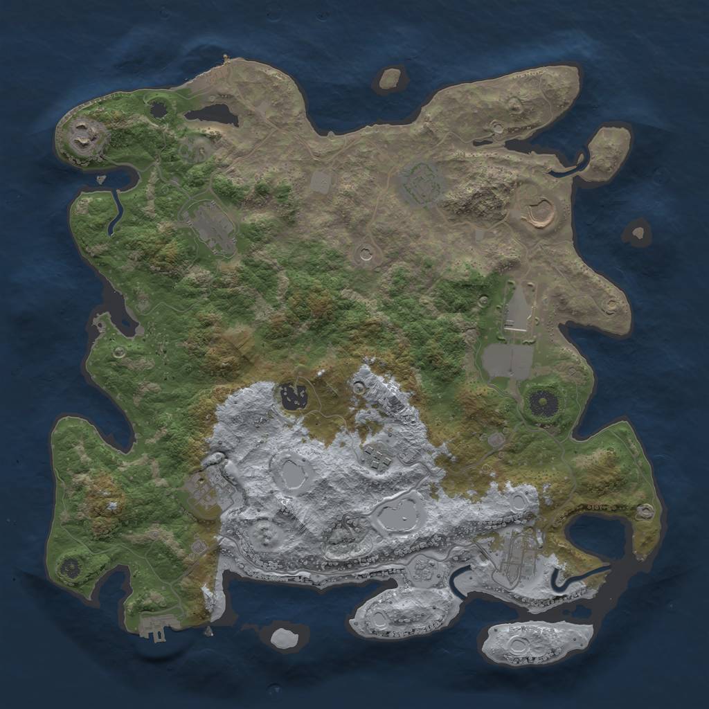 Rust Map: Procedural Map, Size: 3750, Seed: 72623, 18 Monuments