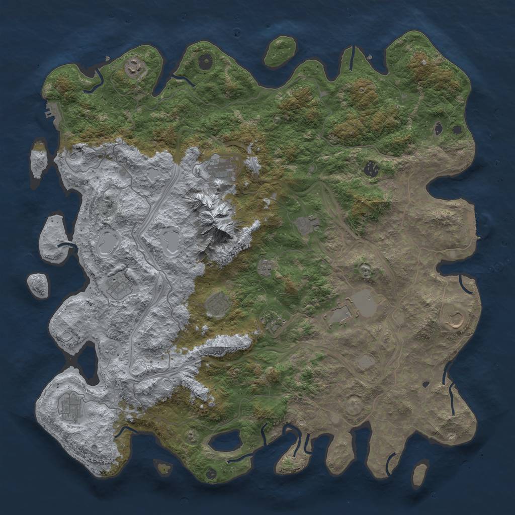 Rust Map: Procedural Map, Size: 5000, Seed: 1270750345, 20 Monuments