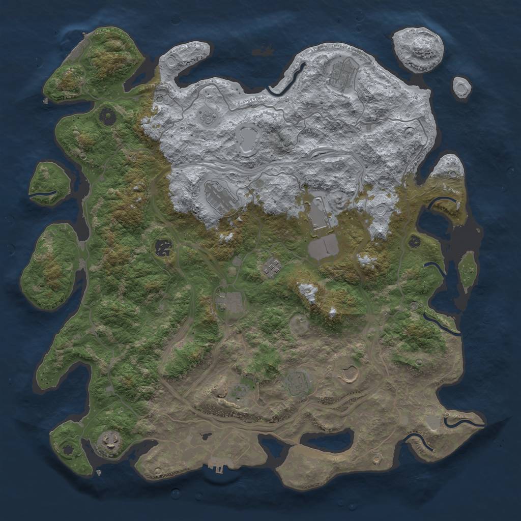 Rust Map: Procedural Map, Size: 4500, Seed: 1467561436, 19 Monuments