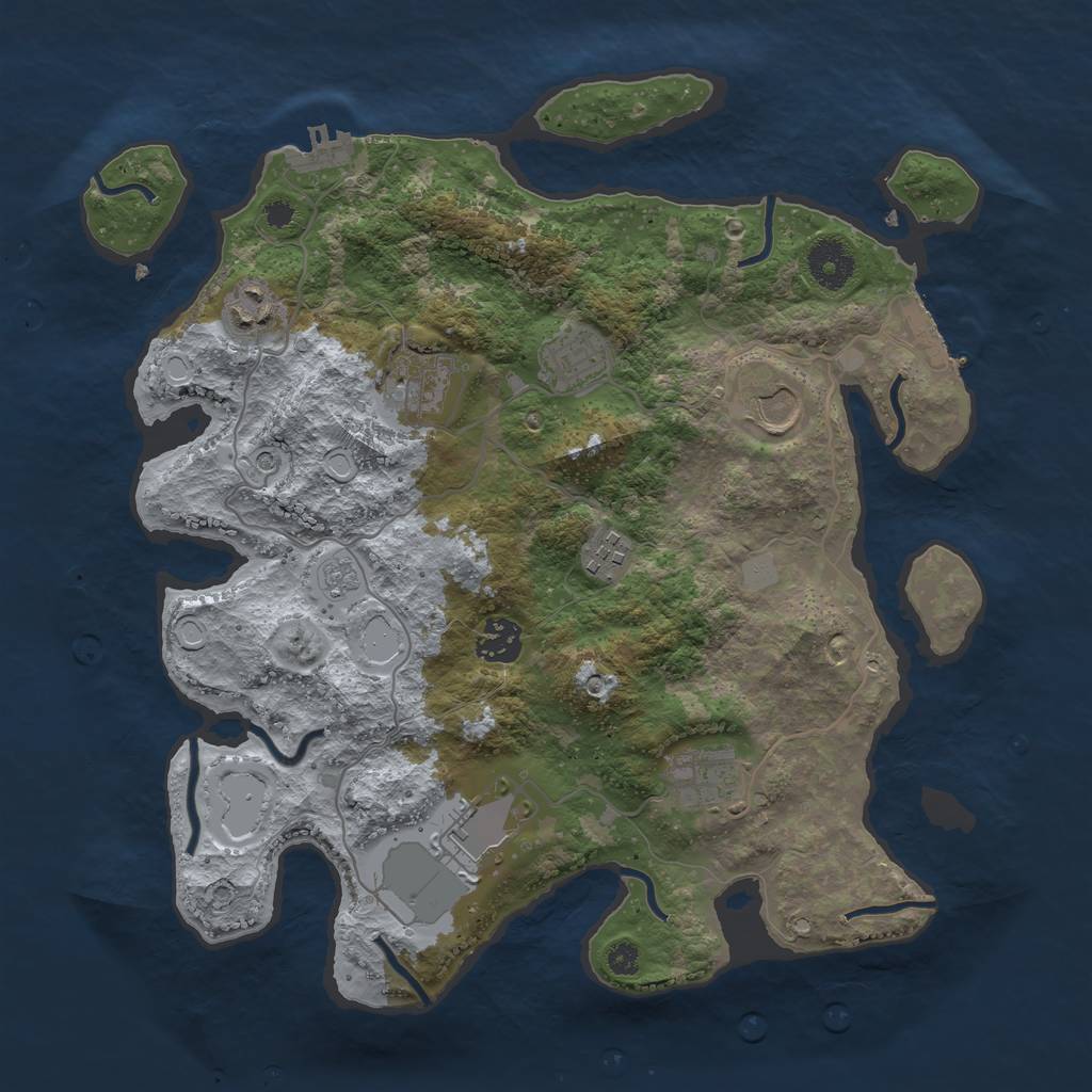 Rust Map: Procedural Map, Size: 3500, Seed: 45612, 17 Monuments