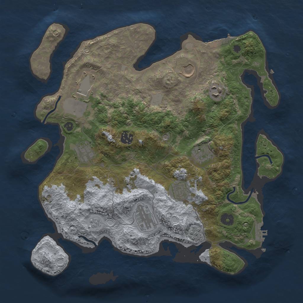 Rust Map: Procedural Map, Size: 3500, Seed: 494475550, 18 Monuments
