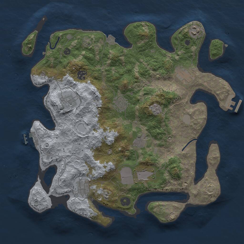 Rust Map: Procedural Map, Size: 3700, Seed: 1364420995, 15 Monuments