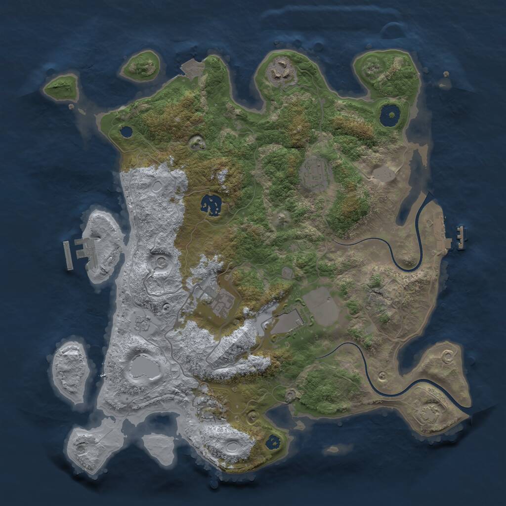 Rust Map: Procedural Map, Size: 3500, Seed: 514450954, 12 Monuments