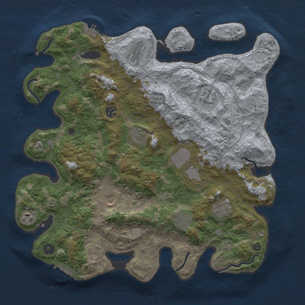 Rust Map: Procedural Map, Size: 4000, Seed: 2230, 19 Monuments