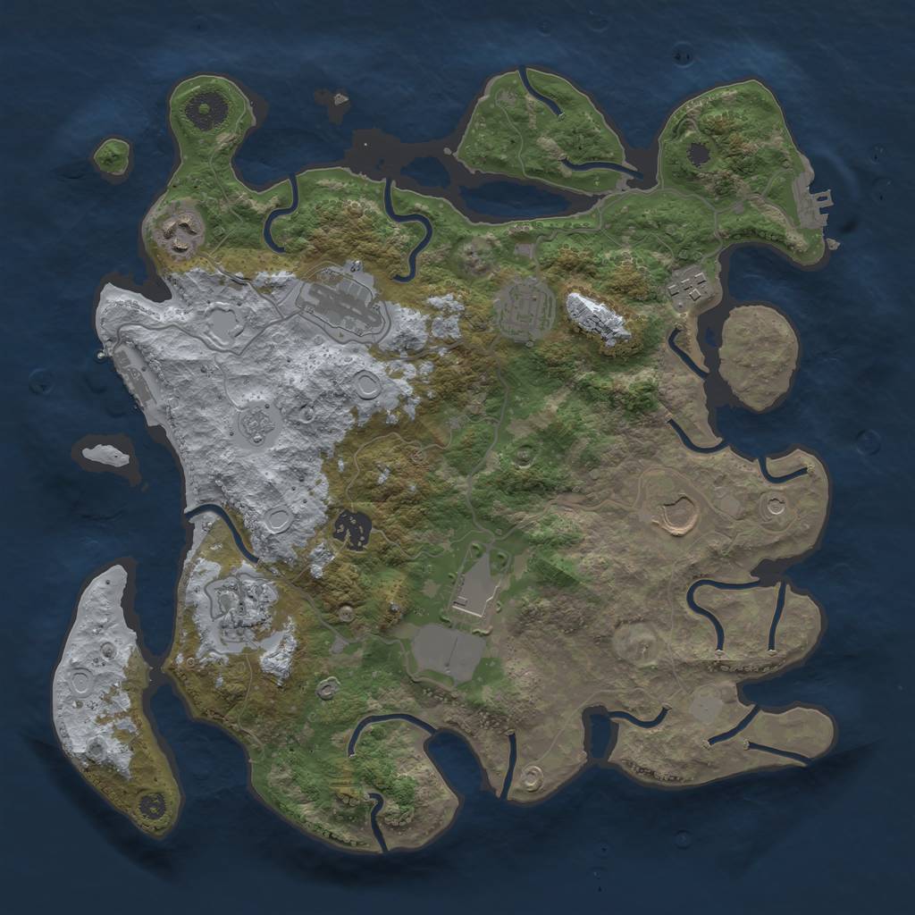 Rust Map: Procedural Map, Size: 3500, Seed: 162753961, 17 Monuments