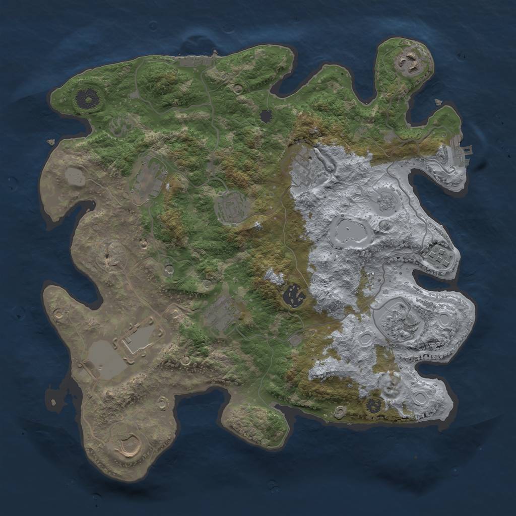 Rust Map: Procedural Map, Size: 3500, Seed: 66023998, 19 Monuments
