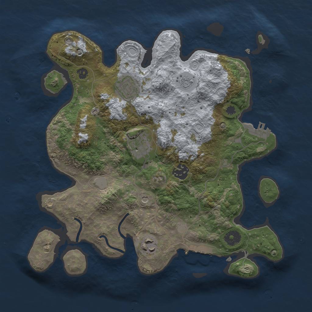 Rust Map: Procedural Map, Size: 3000, Seed: 1561231594, 13 Monuments