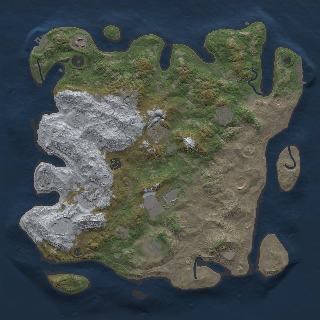 Rust Map: Procedural Map, Size: 4000, Seed: 1646843487, 18 Monuments