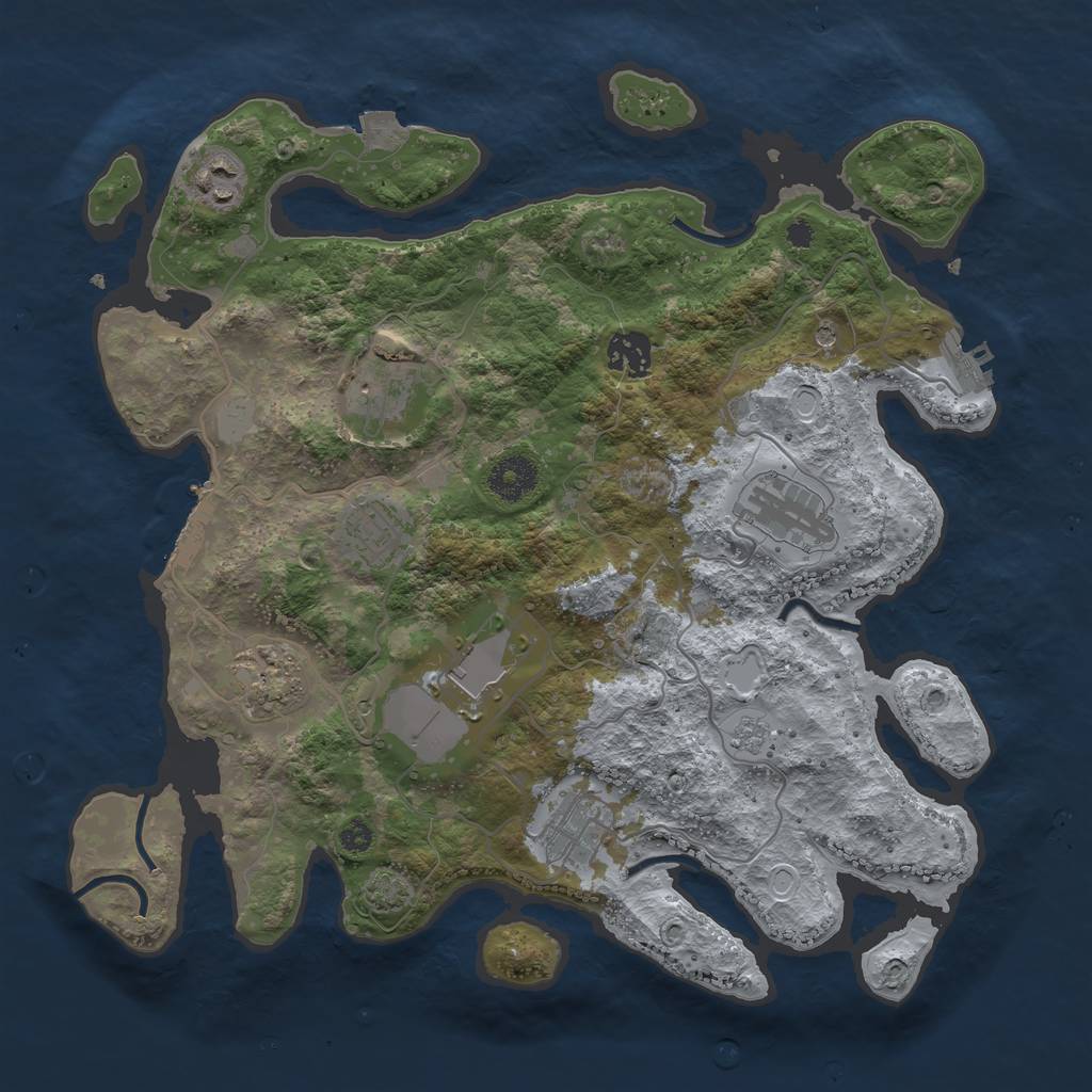 Rust Map: Procedural Map, Size: 3500, Seed: 6372, 16 Monuments
