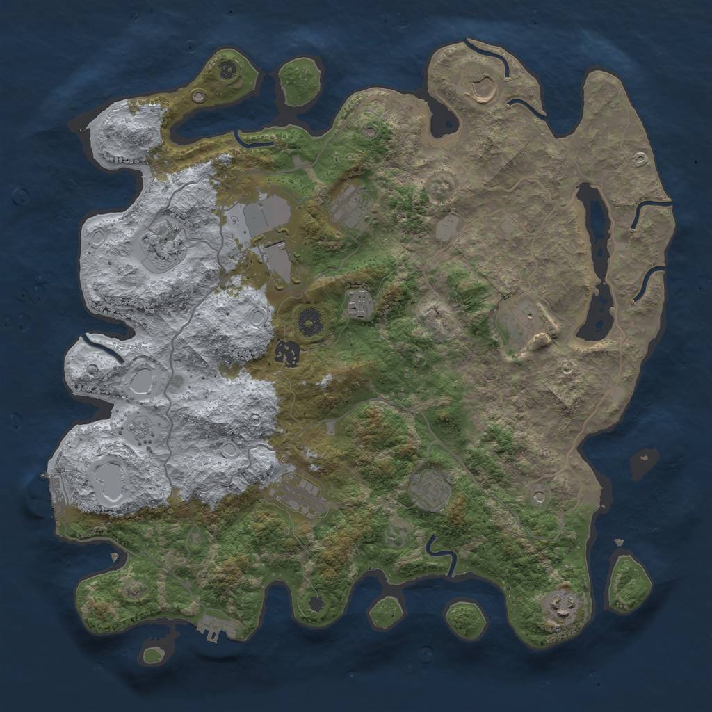 Rust Map: Procedural Map, Size: 4000, Seed: 1717986439, 19 Monuments