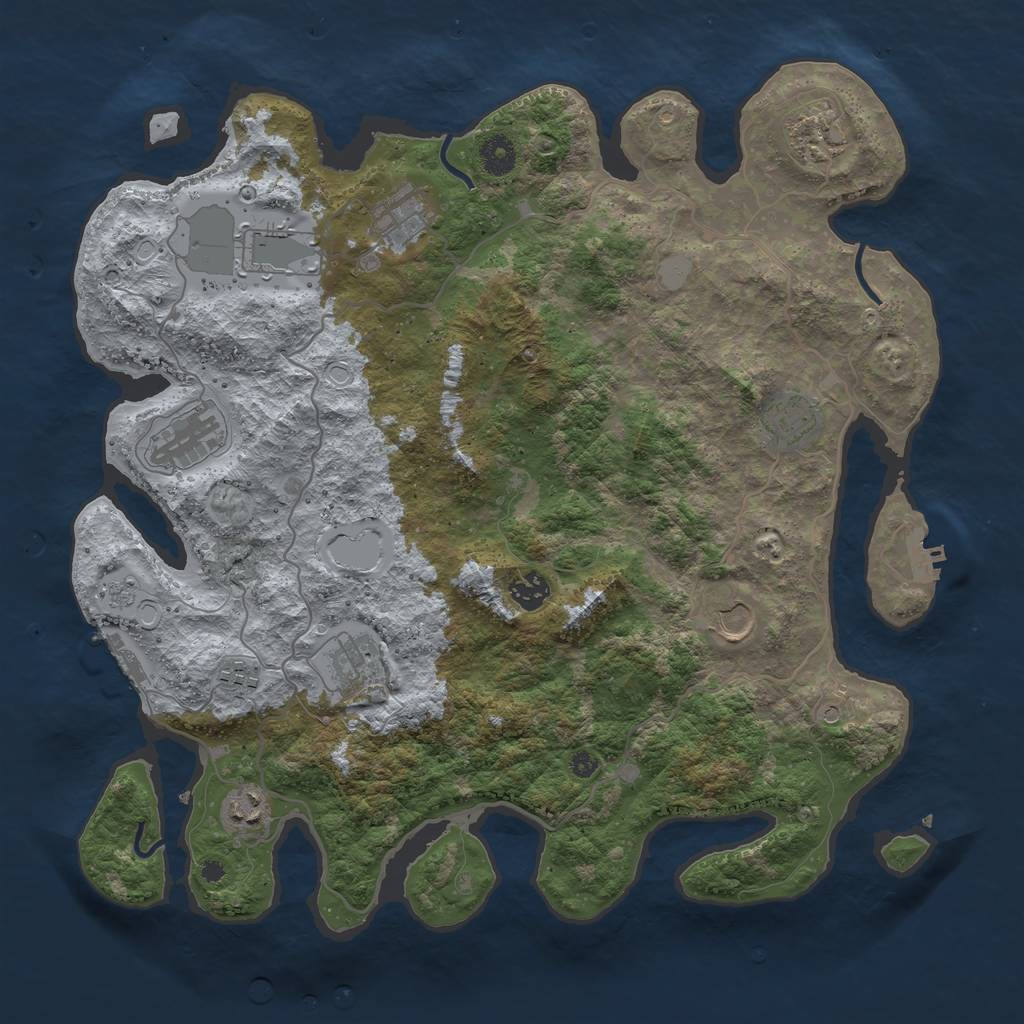 Rust Map: Procedural Map, Size: 4000, Seed: 245125, 19 Monuments