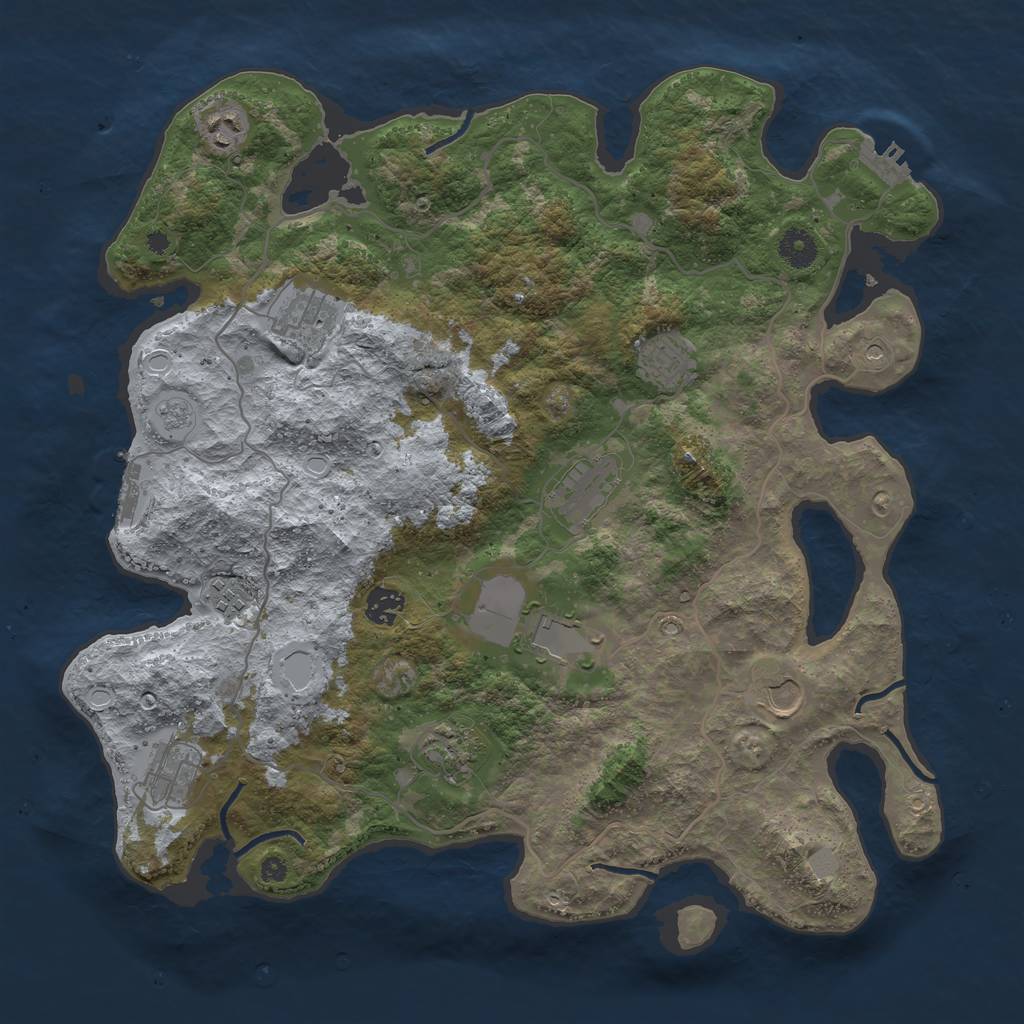 Rust Map: Procedural Map, Size: 4000, Seed: 656237627, 19 Monuments
