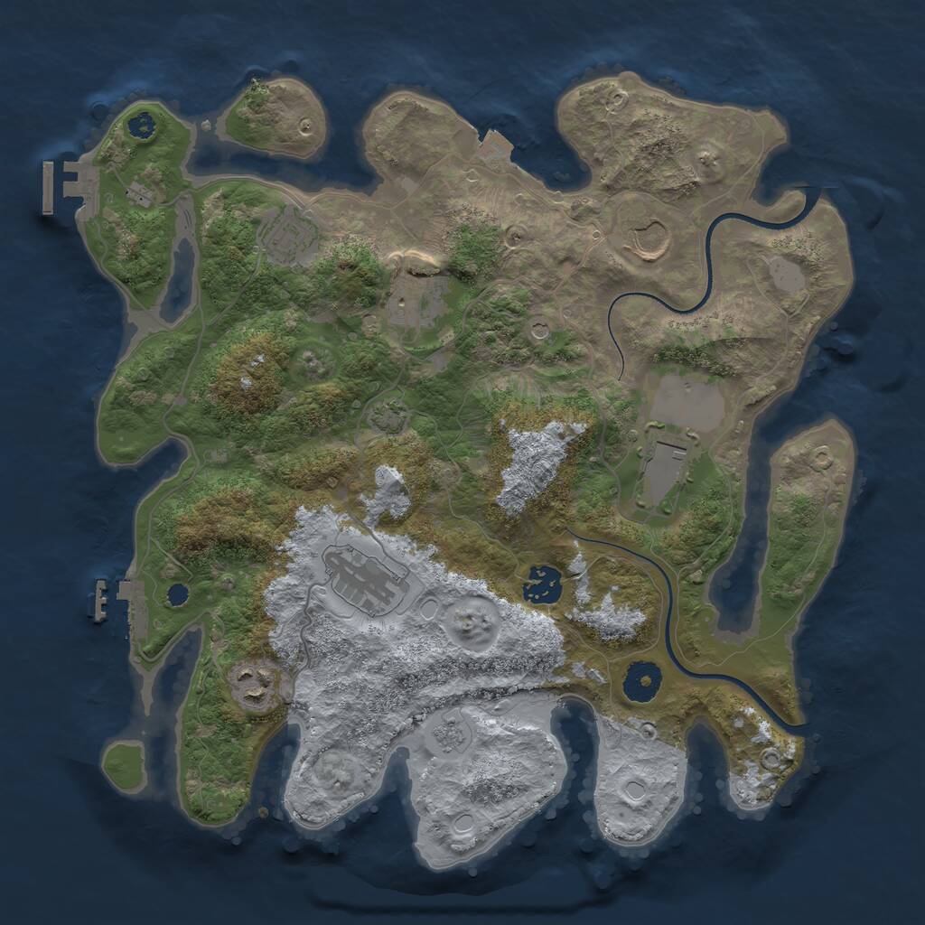 Rust Map: Procedural Map, Size: 3500, Seed: 943551864, 13 Monuments