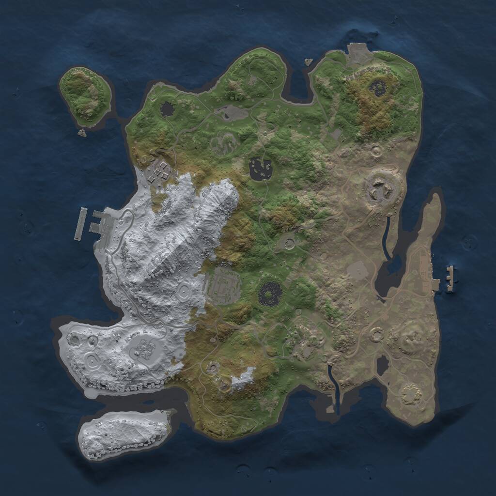 Rust Map: Procedural Map, Size: 3000, Seed: 1043867948, 11 Monuments