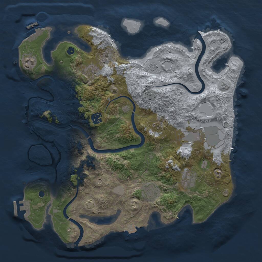 Rust Map: Procedural Map, Size: 3500, Seed: 586976289, 14 Monuments