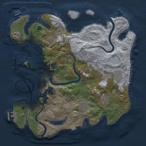 Thumbnail Rust Map: Procedural Map, Size: 3500, Seed: 586976289, 14 Monuments