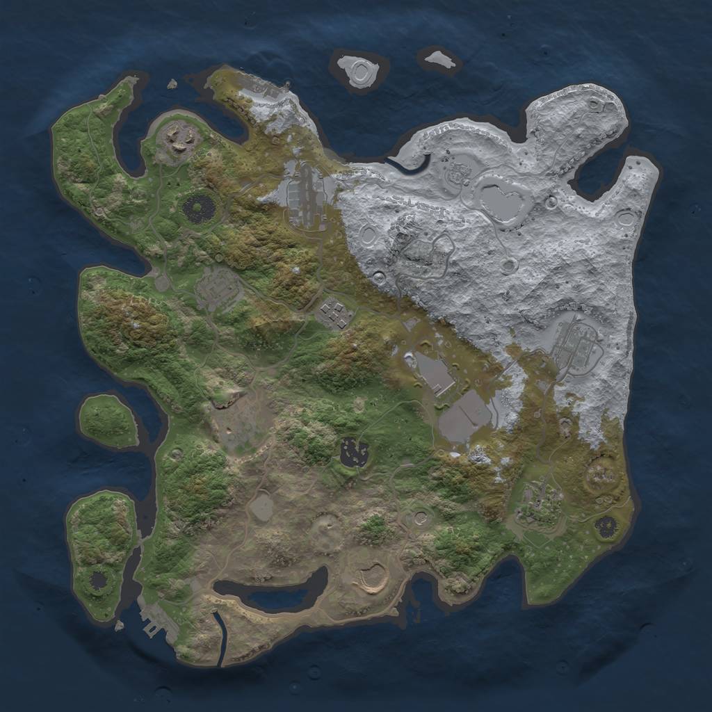 Rust Map: Procedural Map, Size: 3500, Seed: 586976289, 19 Monuments