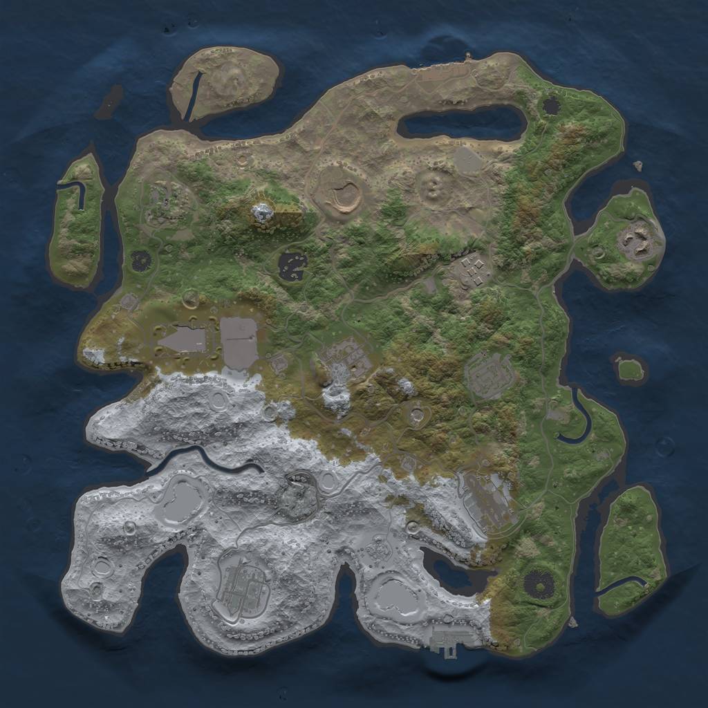 Rust Map: Procedural Map, Size: 3500, Seed: 989754687, 19 Monuments