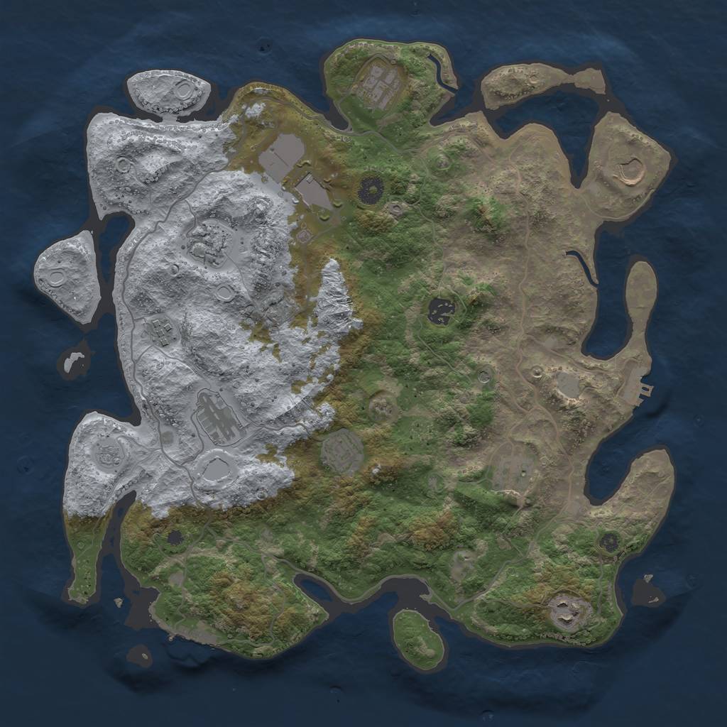 Rust Map: Procedural Map, Size: 4000, Seed: 1058138606, 19 Monuments