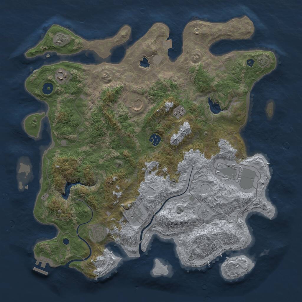 Rust Map: Procedural Map, Size: 4000, Seed: 12054385, 12 Monuments