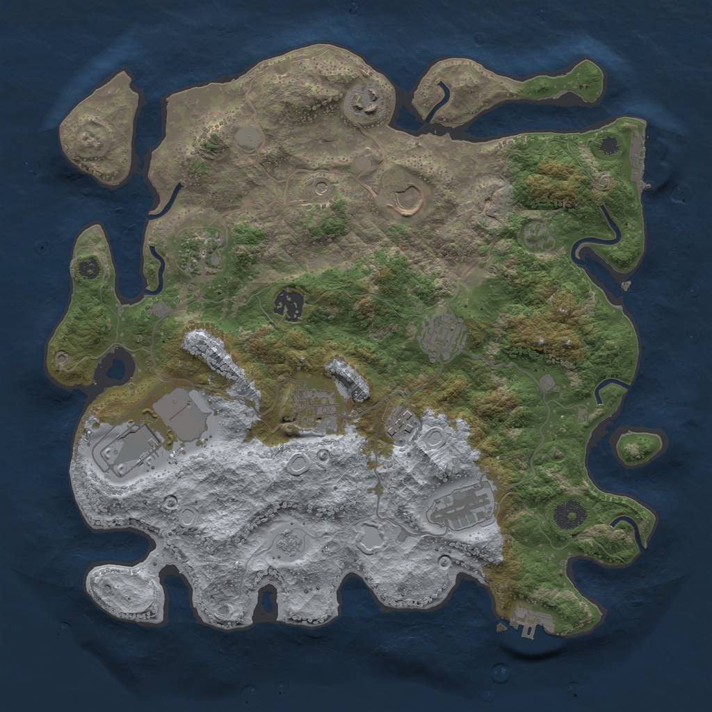 Rust Map: Procedural Map, Size: 3500, Seed: 944270230, 18 Monuments
