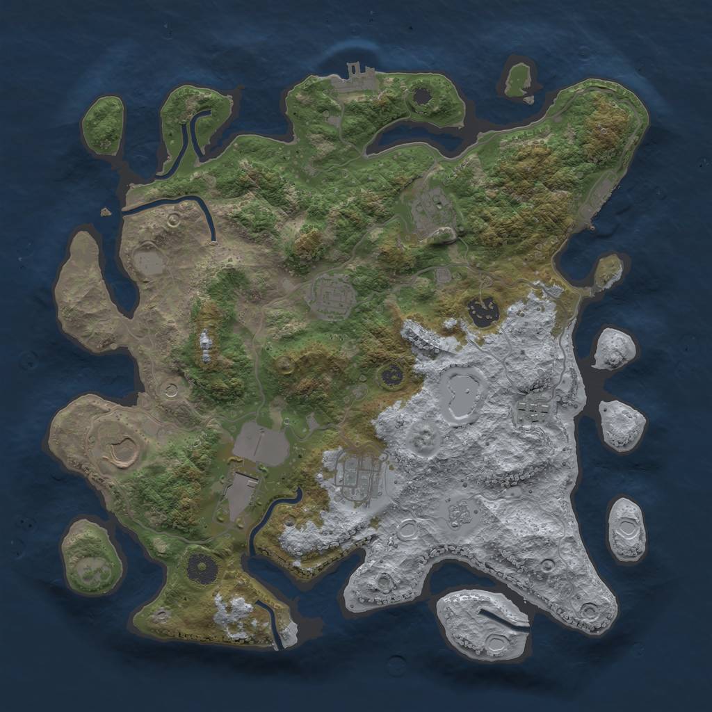 Rust Map: Procedural Map, Size: 3500, Seed: 1372848375, 16 Monuments