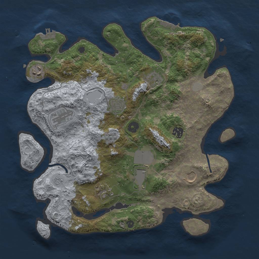 Rust Map: Procedural Map, Size: 3500, Seed: 64016731, 18 Monuments