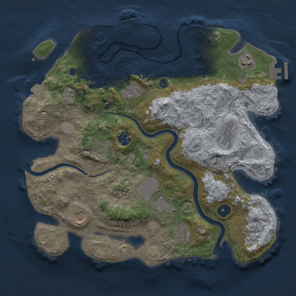 Rust Map: Procedural Map, Size: 3500, Seed: 995613724, 16 Monuments