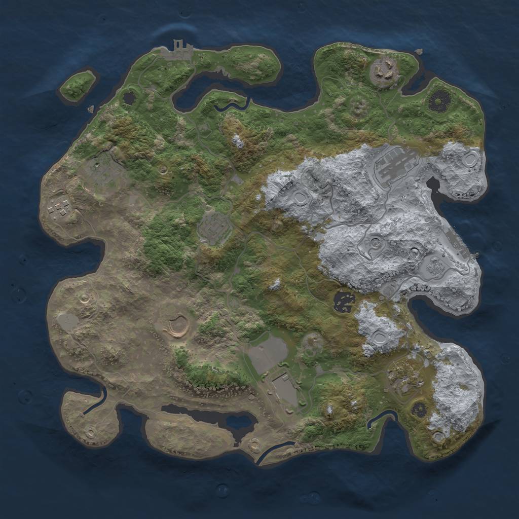 Rust Map: Procedural Map, Size: 3500, Seed: 995613724, 18 Monuments