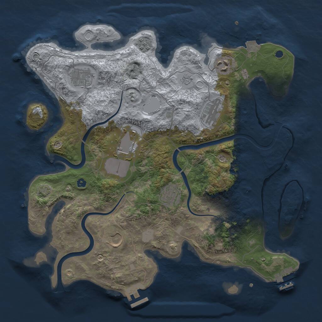 Rust Map: Procedural Map, Size: 3500, Seed: 394715502, 13 Monuments