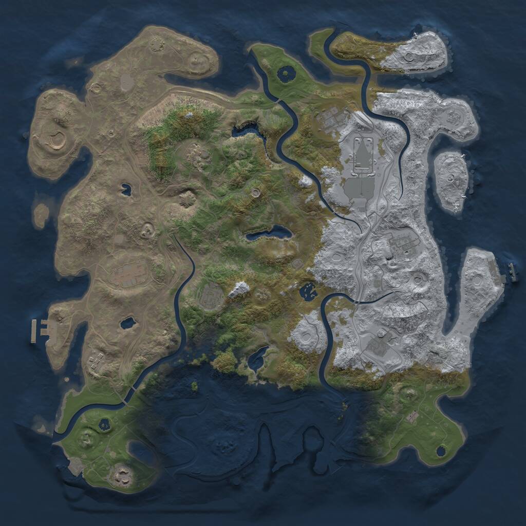 Rust Map: Procedural Map, Size: 4500, Seed: 34483, 17 Monuments