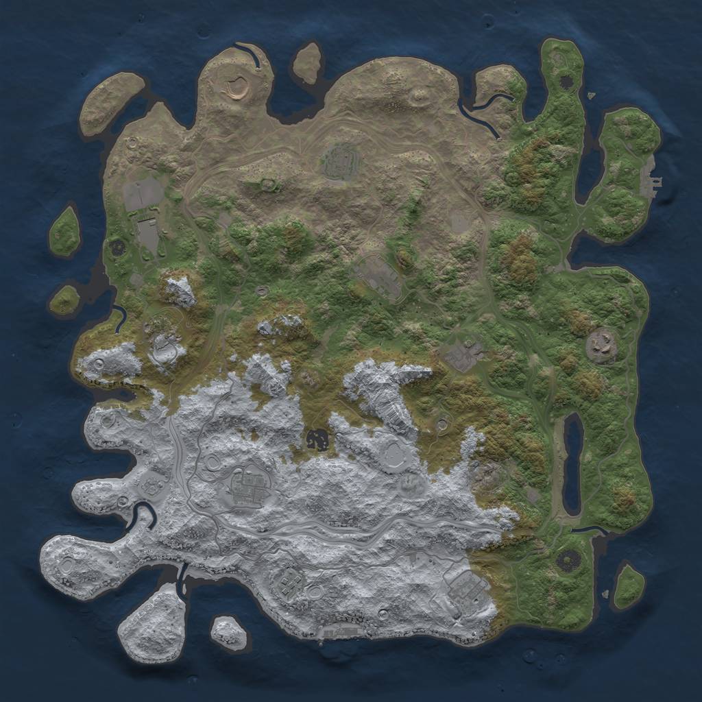Rust Map: Procedural Map, Size: 4500, Seed: 522121211, 20 Monuments