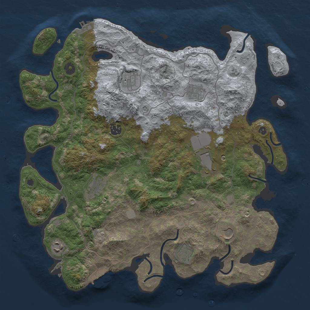 Rust Map: Procedural Map, Size: 4000, Seed: 3892369, 18 Monuments