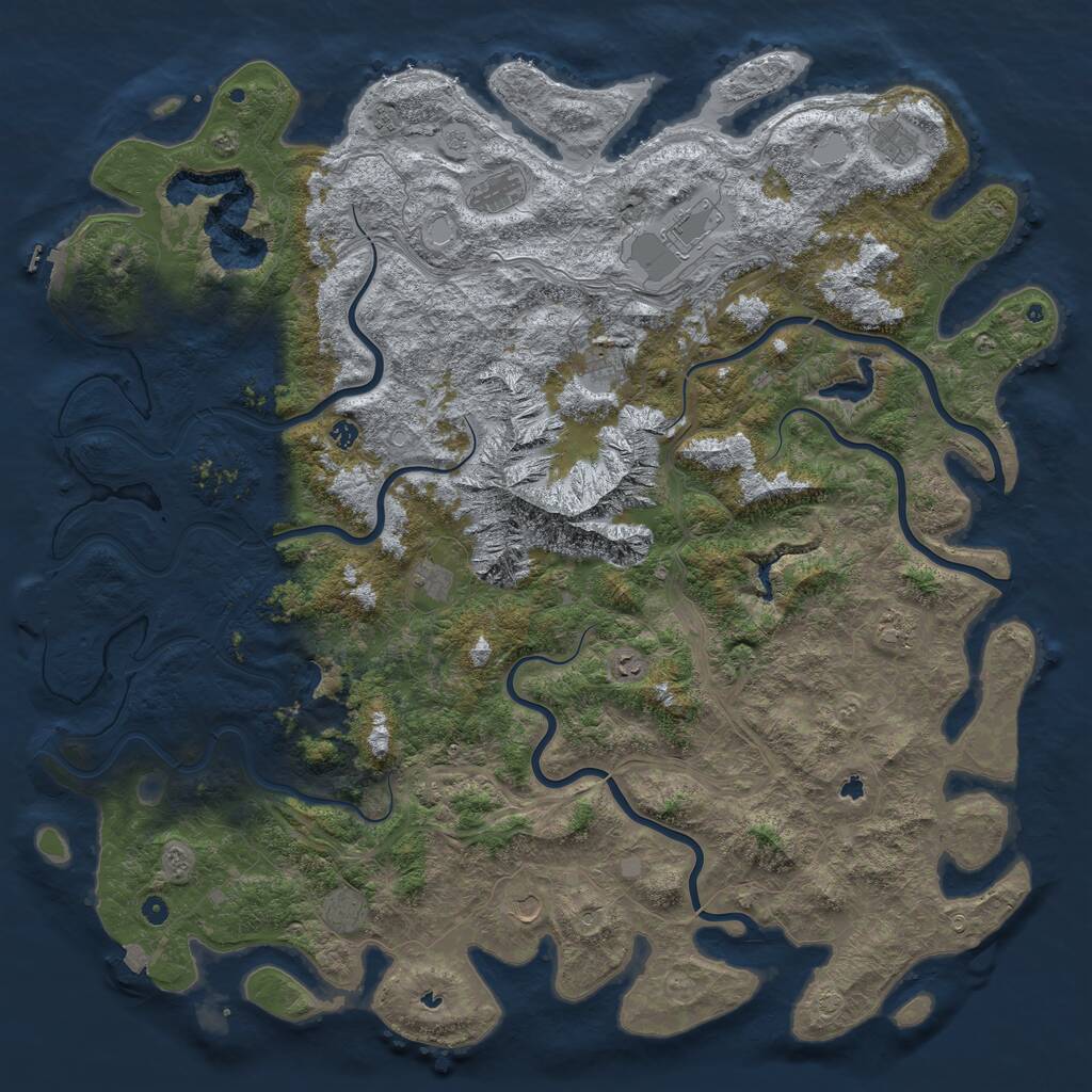 Rust Map: Procedural Map, Size: 6000, Seed: 111586784, 17 Monuments