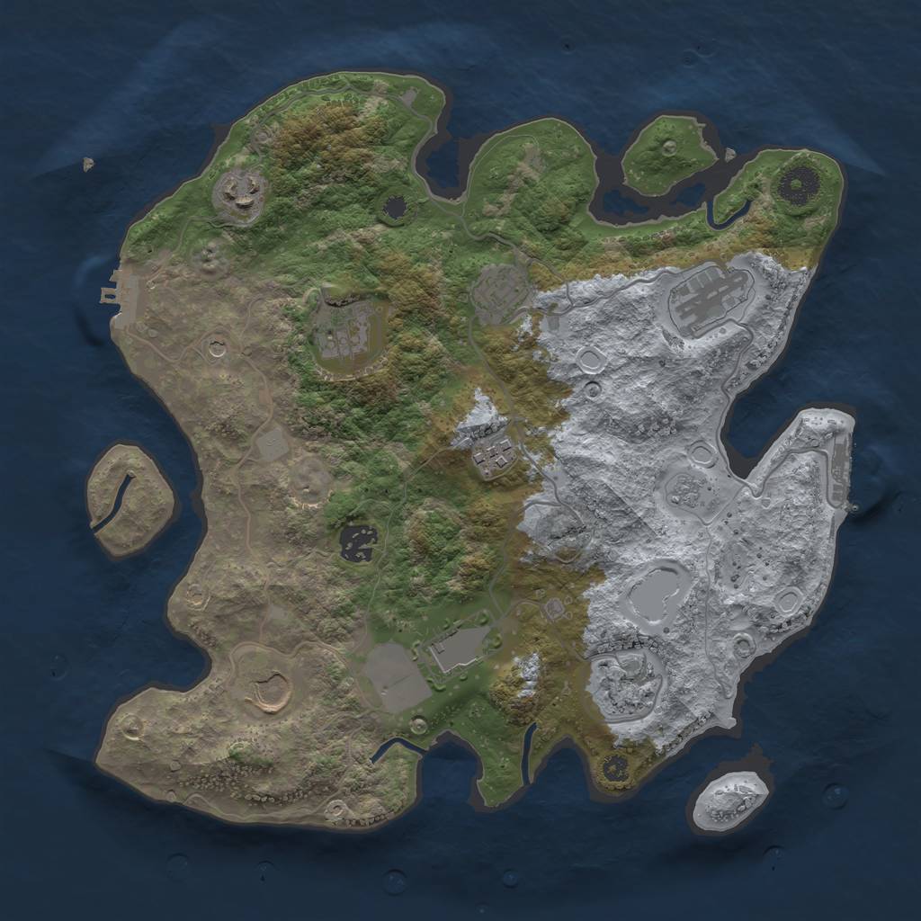 Rust Map: Procedural Map, Size: 3500, Seed: 456525, 18 Monuments