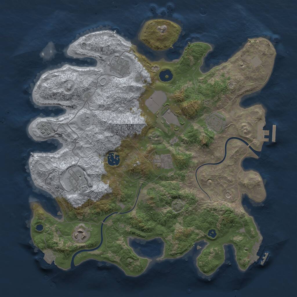 Rust Map: Procedural Map, Size: 3500, Seed: 32247, 14 Monuments