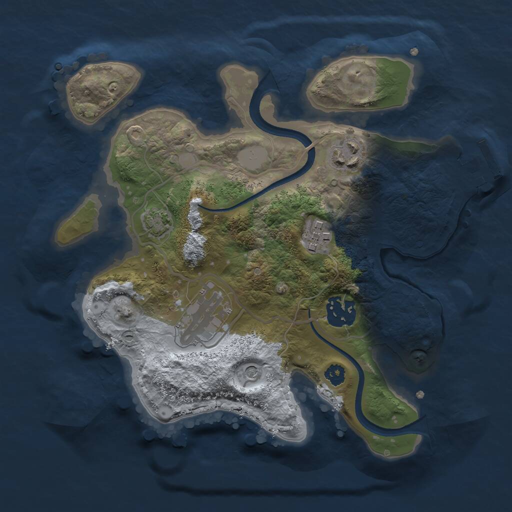 Rust Map: Procedural Map, Size: 2500, Seed: 12412, 8 Monuments