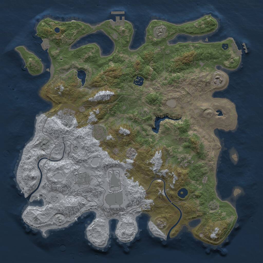 Rust Map: Procedural Map, Size: 4000, Seed: 7217, 14 Monuments