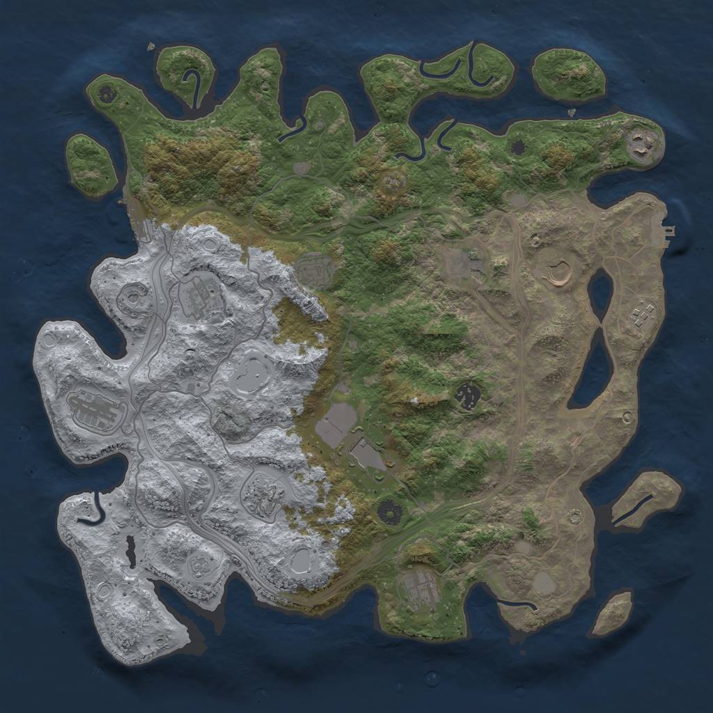 Rust Map: Procedural Map, Size: 4250, Seed: 966182582, 20 Monuments