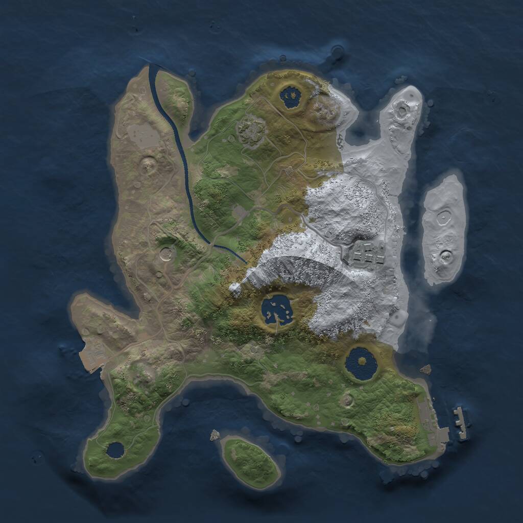 Rust Map: Procedural Map, Size: 2500, Seed: 80085, 6 Monuments