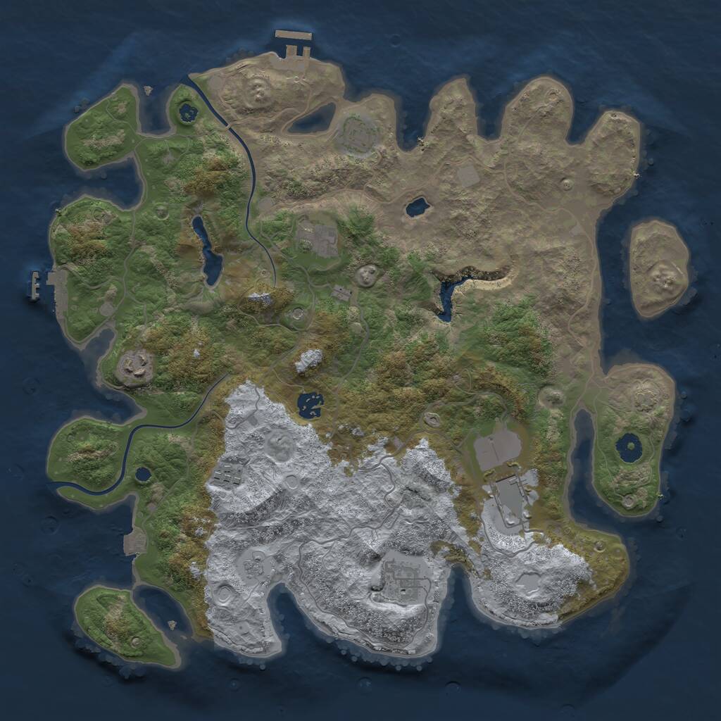 Rust Map: Procedural Map, Size: 4000, Seed: 56464, 13 Monuments