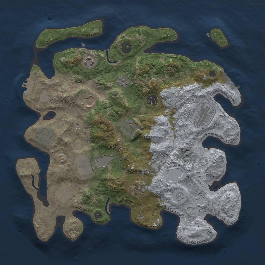 Rust Map: Procedural Map, Size: 3500, Seed: 207071693, 19 Monuments