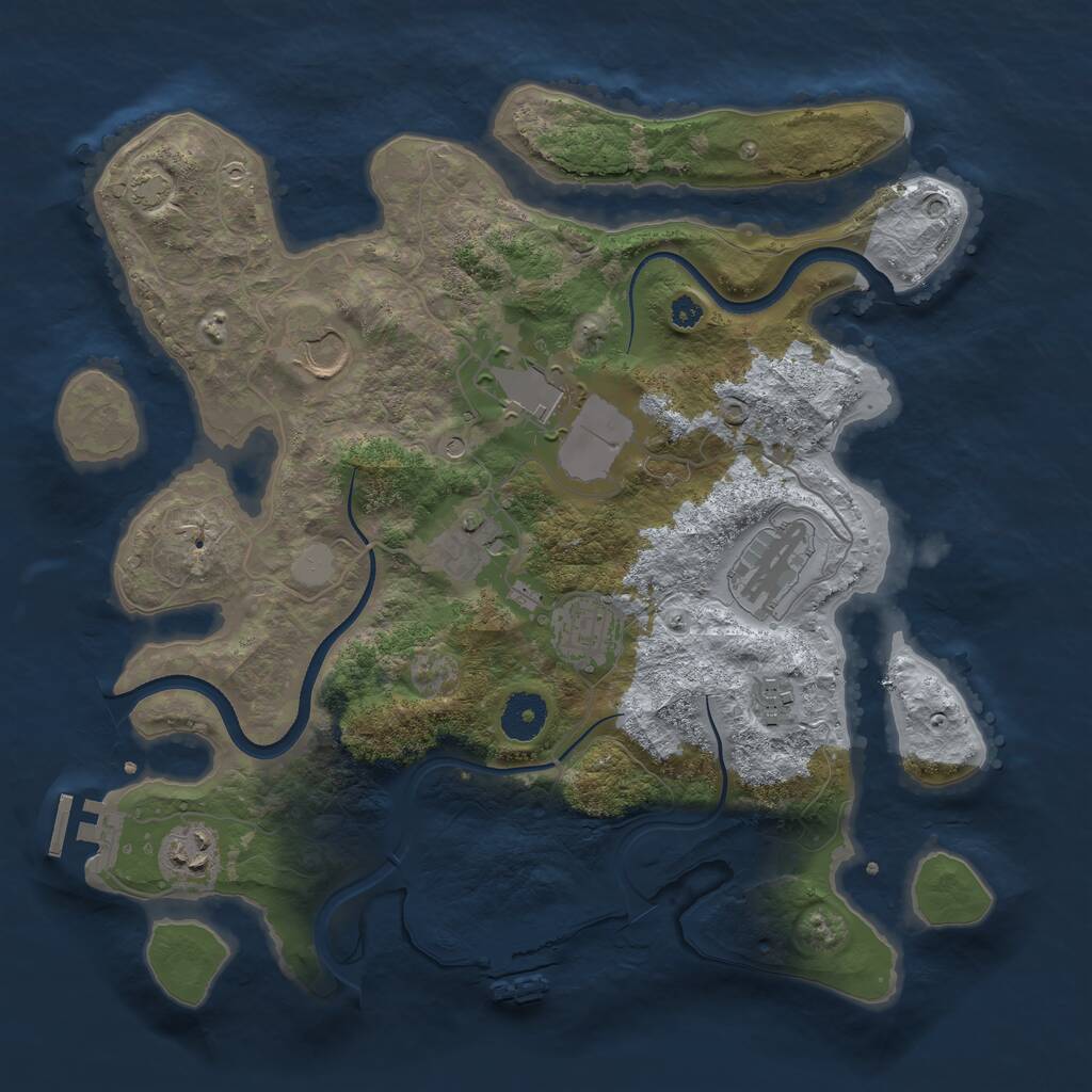 Rust Map: Procedural Map, Size: 3500, Seed: 581416237, 12 Monuments