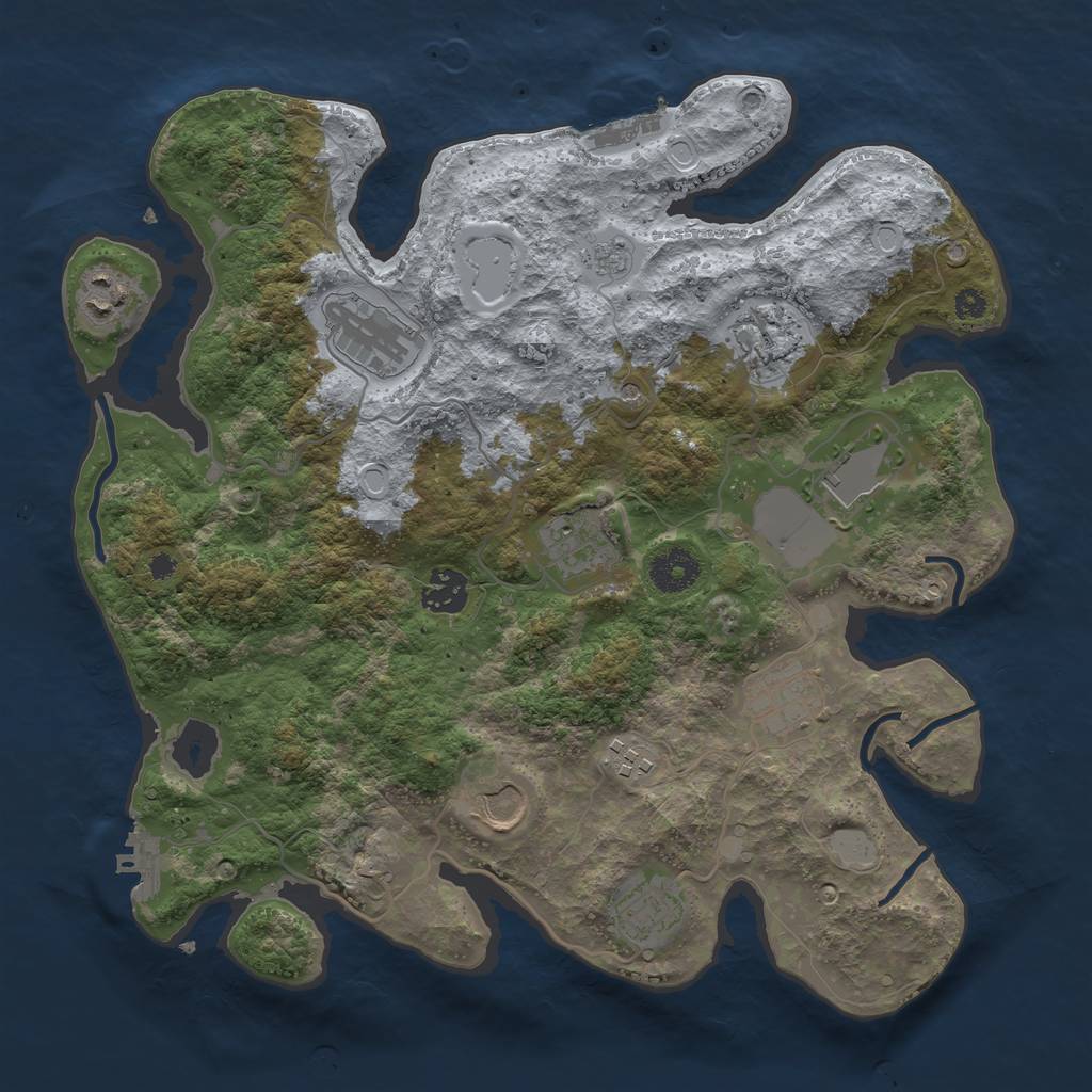 Rust Map: Procedural Map, Size: 3500, Seed: 1965826981, 19 Monuments